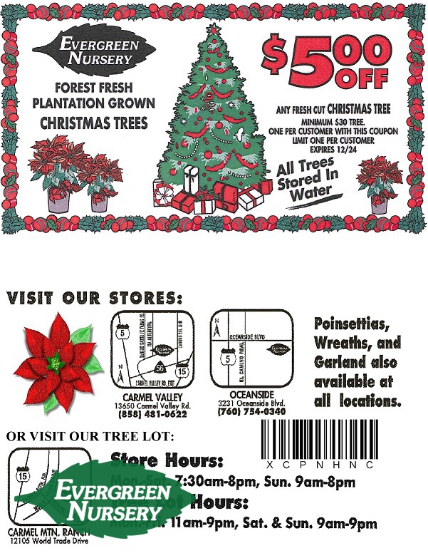North County Times Holiday Coupon Evergreen Nursery Evergreen Nursery Christmas Coupon