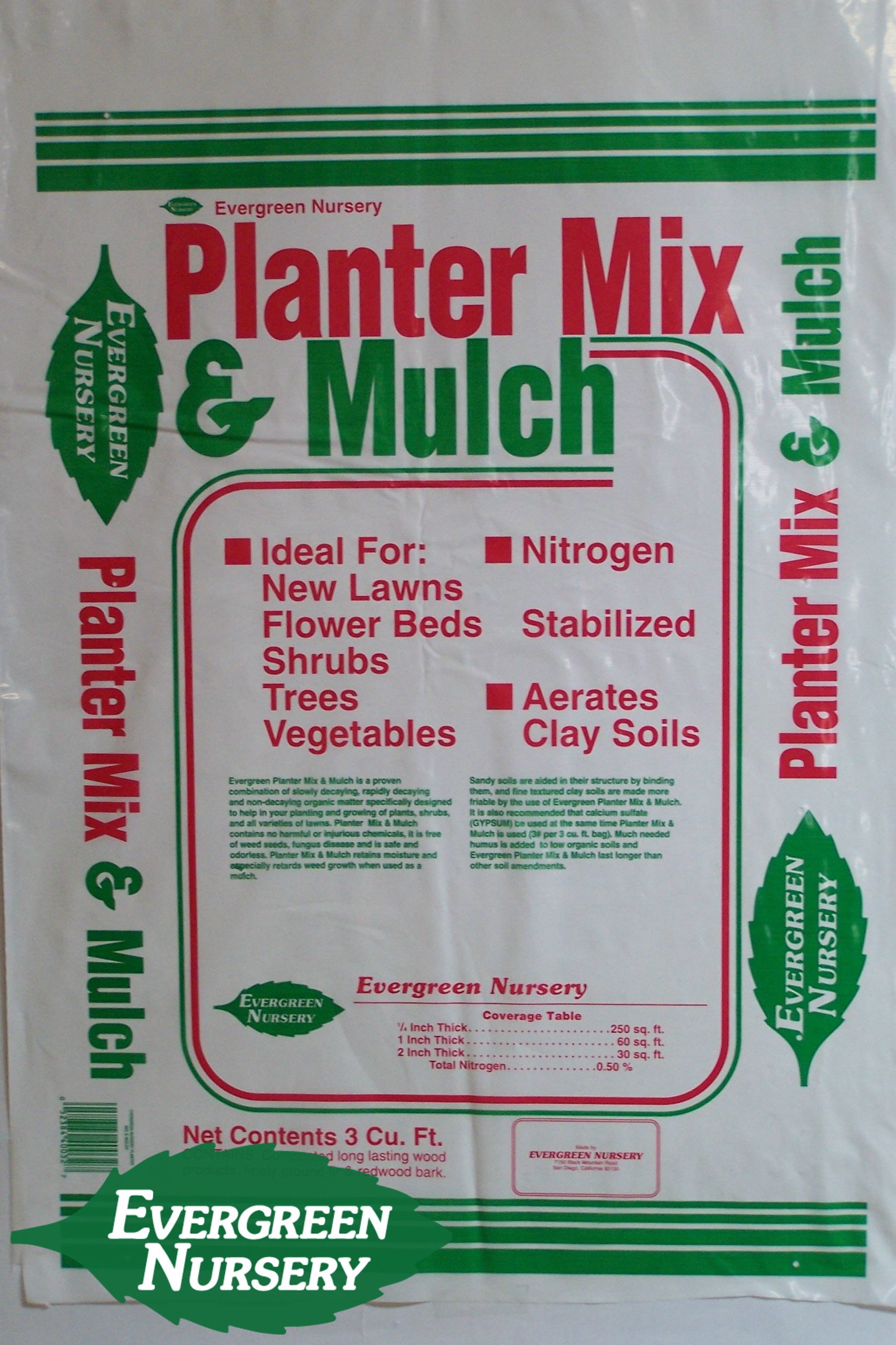 "Evergreen's Planter Mix & Mulch" "Evergreen's Planter Mix & Mulch"